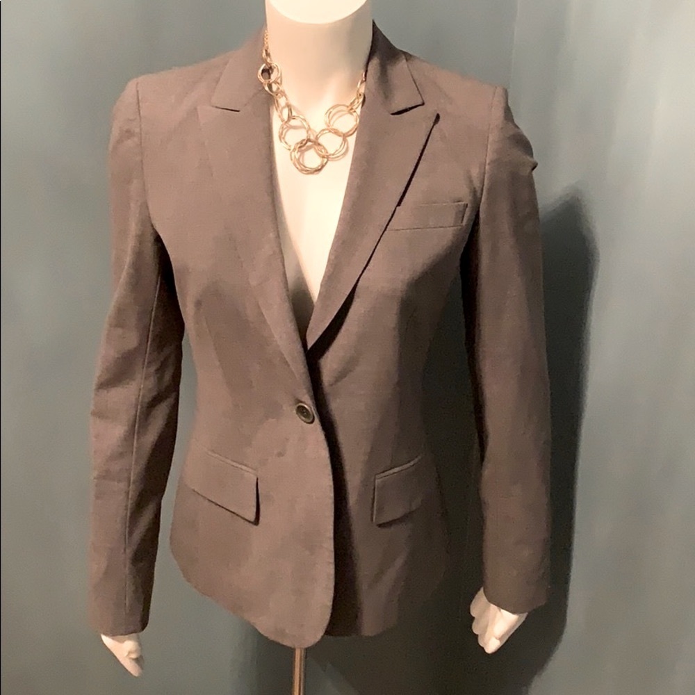 Theory Gray Single Button Blazer Size 6 - image 2